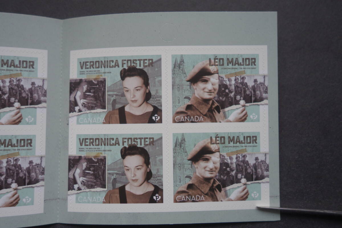 外国切手：カナダ切手 「軍人レオメジャー、女性労働者ヴェロニカ・フォスター」10面切手帳 未使用_画像4