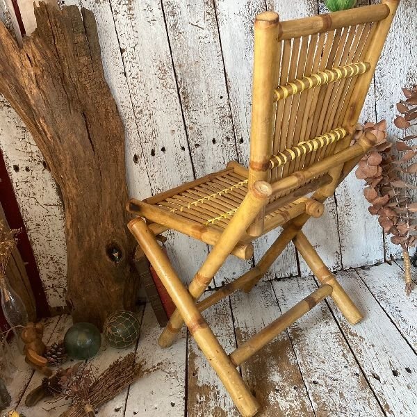 ヴィンテージ バンブー フォールディング チェア 竹 折り畳み 椅子 いす イス キャンプ アウトドア ナチュラル ビンテージ レトロ 古道具の画像3