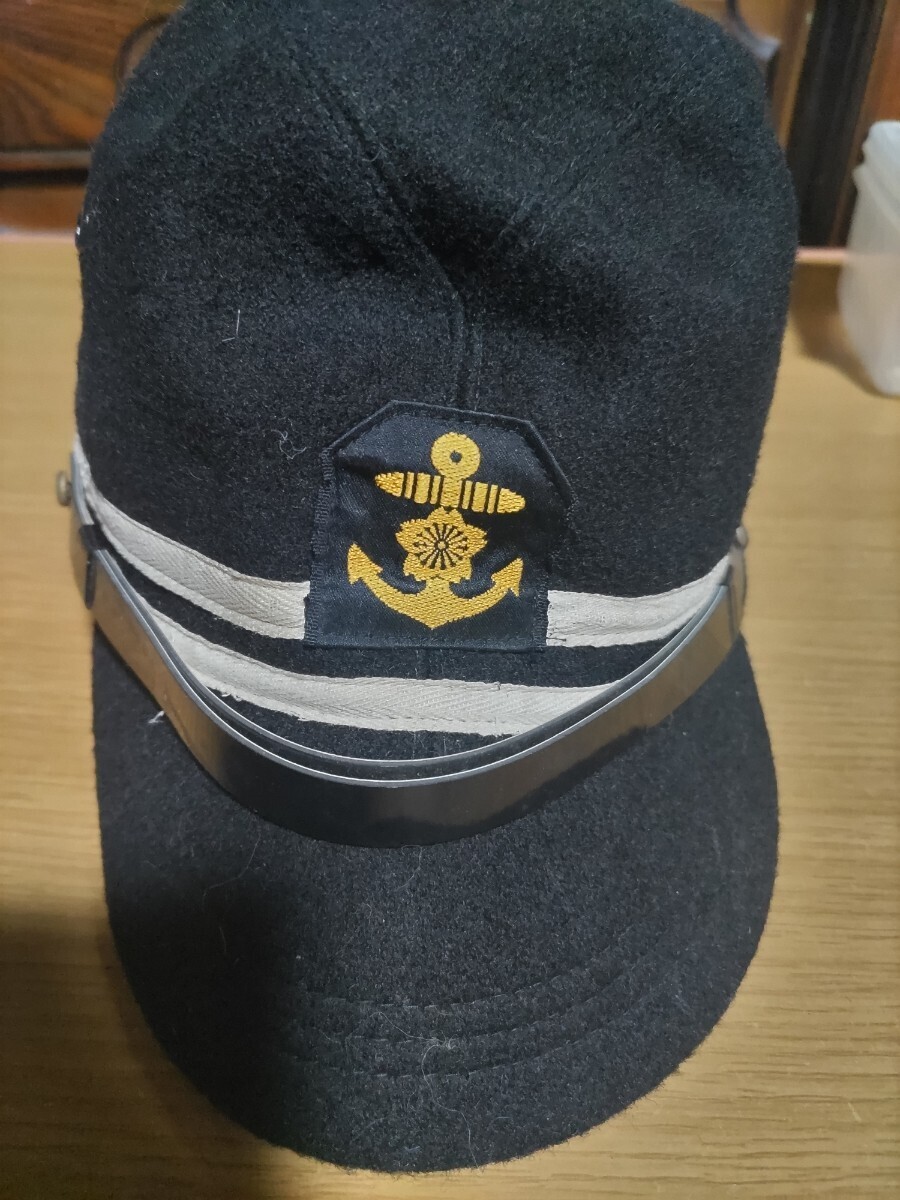 第二次世界大戦 海軍 帽子 黒色 厚手生地の画像1