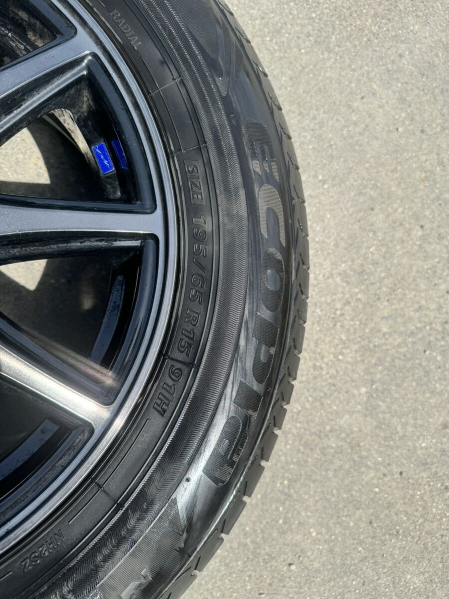 195/65R15 エンケイ プリウス50 PCD100 5穴 6.5J+40 ブリジストン エコピア 売り切りの画像2