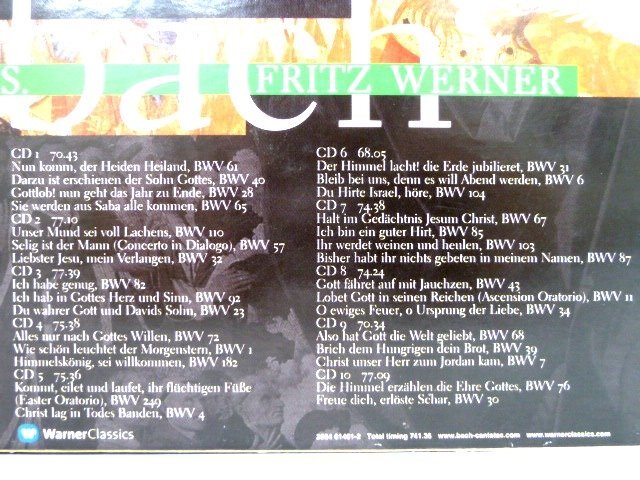 N【大関質店】 中古 CD FRITZ WERNER フリッツ・ヴェルナー bach バッハ cantatas vol.1 カンタータ集 第1巻 10枚組の画像4