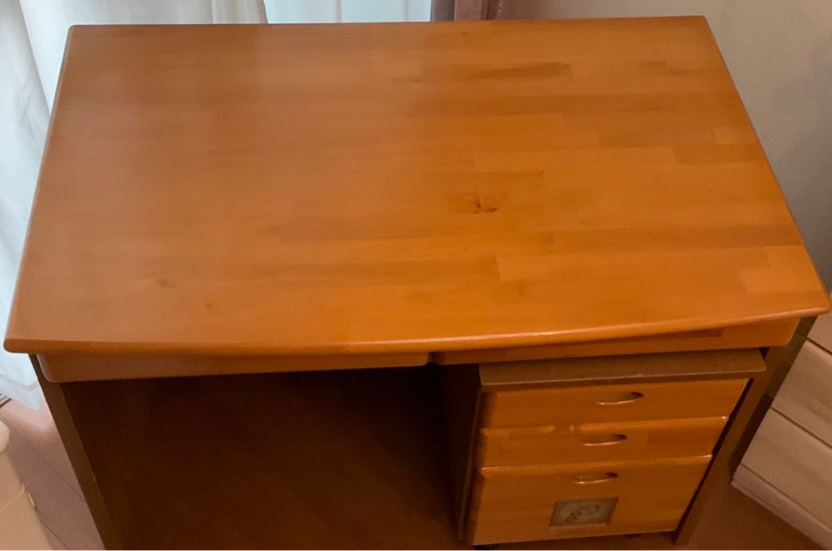 木製机★WOOD DESK★木製デスク★可動式引出し★木目きれい