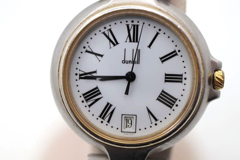 dunhill ダンヒル 時計 クォーツ/電池 デイト付 白文字盤 稼働 メンズ ステンレス ゴールドの画像4