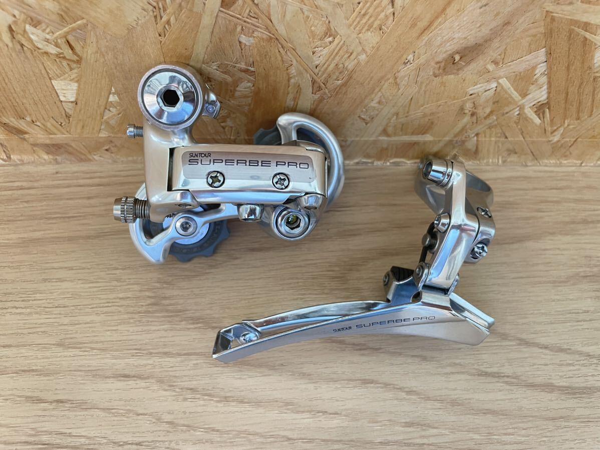 ■超美品■SUNTOUR サンツアー SUPERBE PRO シュパーブプロ リアディレイラー フロントディレイラー セット ロードバイク パーツ P0698