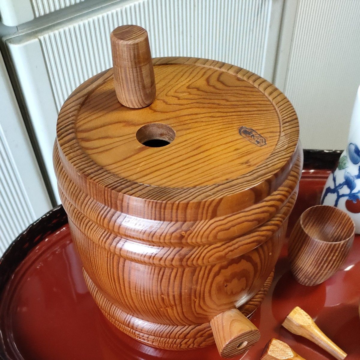 屋久杉酒樽(サーバーセット)展示未使用品 酒器 天然木