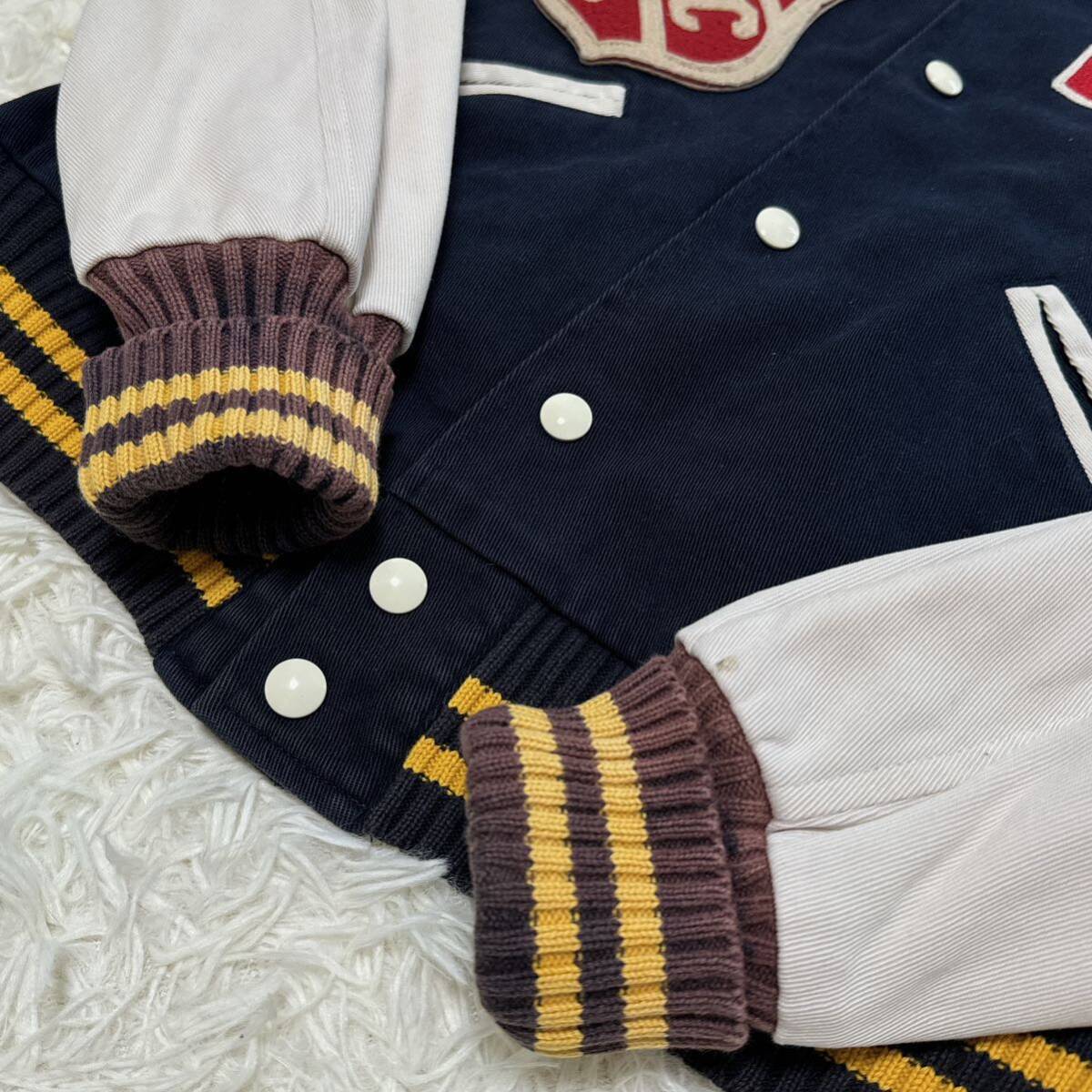 希少 ラルフローレン スタジャン RUGBY Ralph Lauren ラグビー コットン ワッペン アイビー 20s 90s ビンテージ 古着 RRL レタード 紺の画像4