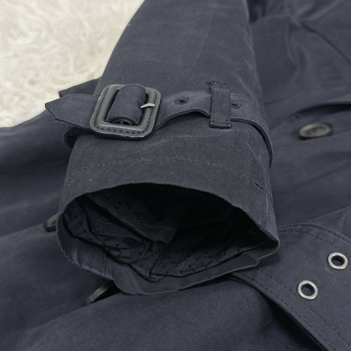 極美品 ジャックローズ トレンチコート 袖付きライナー&ベルト付き L相当 ブラック ハーフ丈 メッシュ素材 JACKROSE 黒 綿 コットン 2wayの画像5