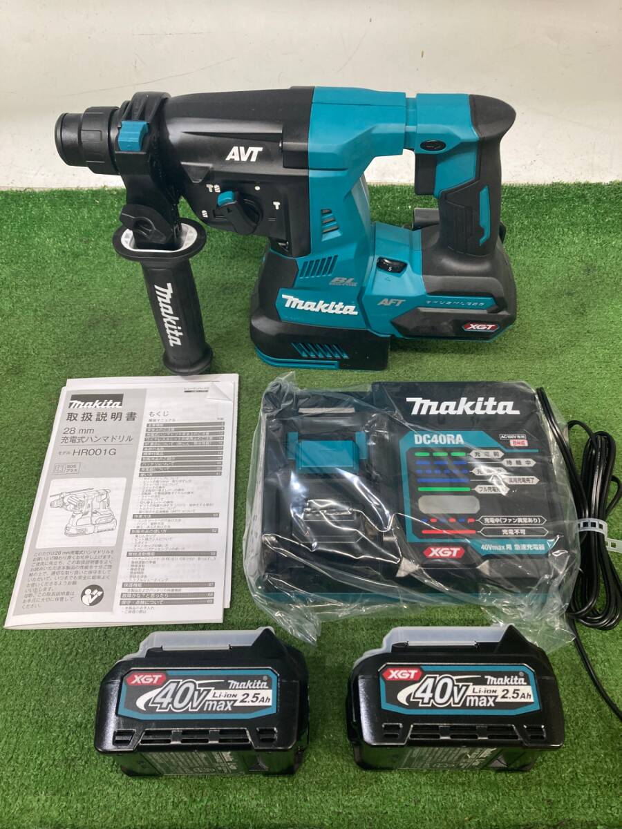 【未使用品】★makita(マキタ) 28㎜ 40v充電式ハンマドリル 青(フルセット2.5Ahバッテリx2/充電器/ケース) HR001GRDX　ITXKD242G3D0_画像1