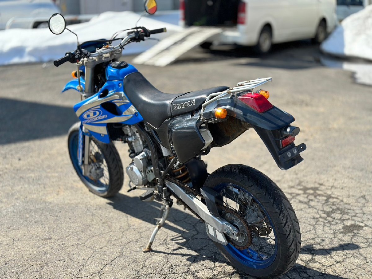 ●始動OK! 圧縮OK! Kawasaki カワサキ Dトラッカー LX250E D-TRACKER 2001年製 LX250DE モタード BLUE ディートラ 札幌発の画像6