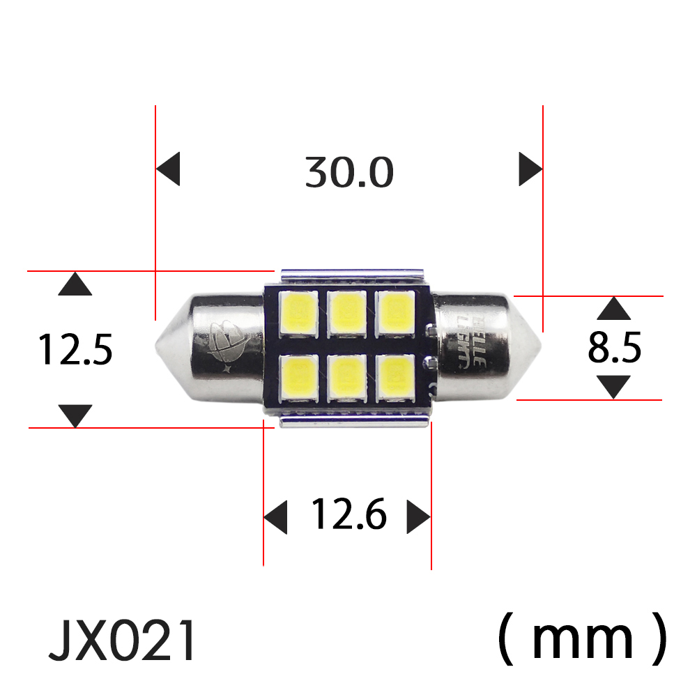 4個 T10×30mm LED ルームランプ 室内灯 白 無極性 ホワイト キャンセラー内蔵型 無極性 小型 12V用LEDバルブ 31mm JX021の画像2