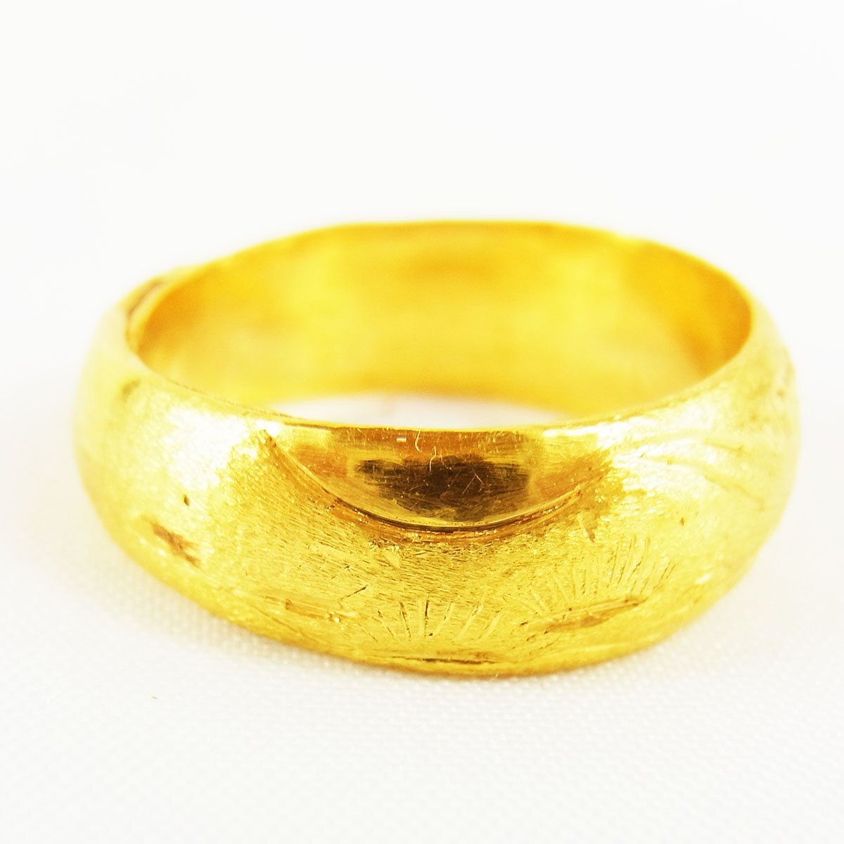 純金 K24 彫刻リング 現状：約13号(調整可) 縦幅:約7.1mm 約9.1g ゴールド 指輪 ■の画像3