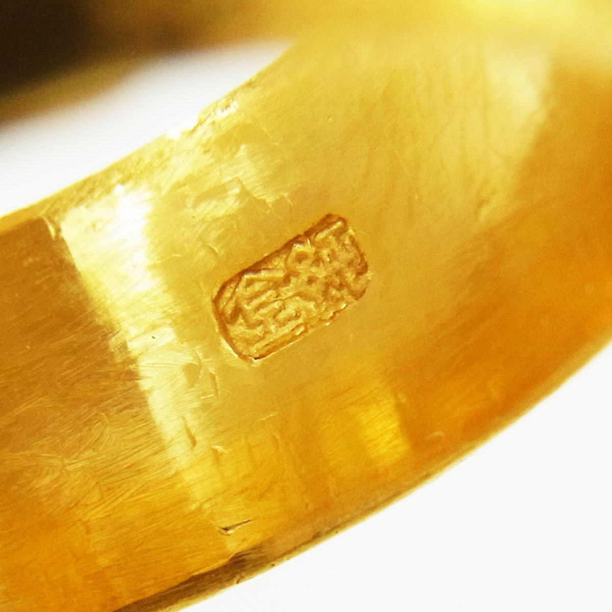 純金 K24 彫刻リング 現状：約13号(調整可) 縦幅:約7.1mm 約9.1g ゴールド 指輪 ■の画像6