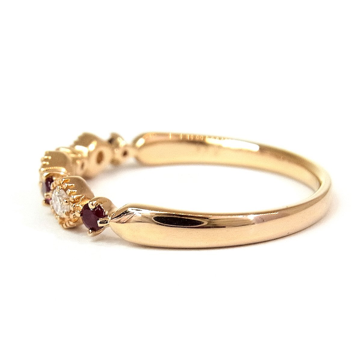 K18 red stone * diamond ring 0.11ct 16 number 2.7g length width :1.8~3.8mm ring Gold ultrasound washing ending -