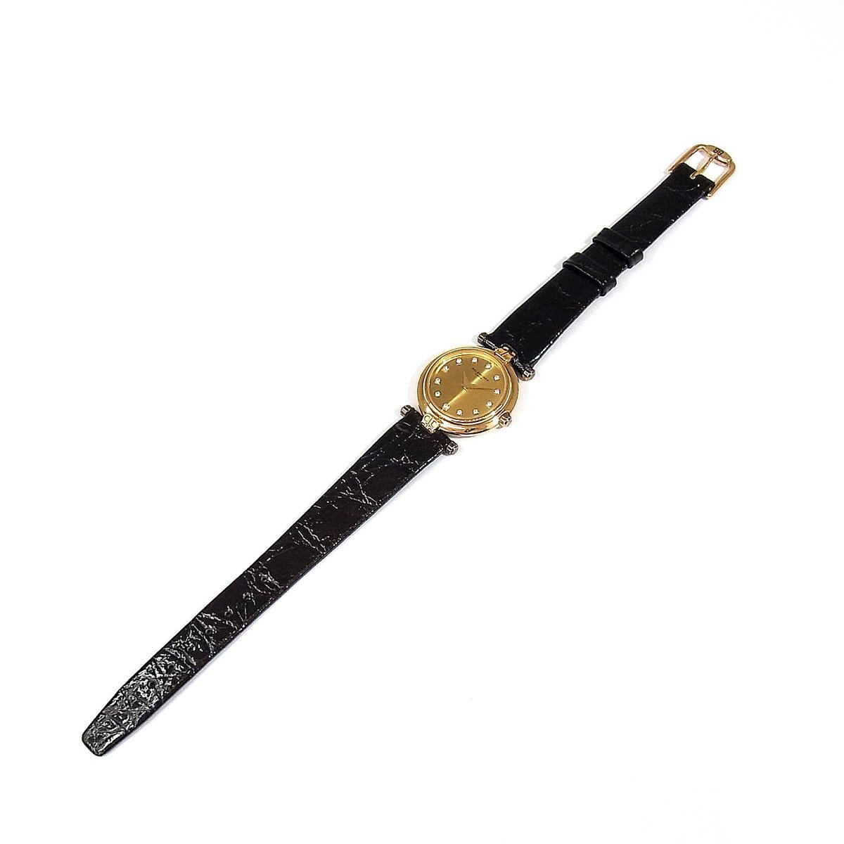 バレンシアガ TG88 12P ラインストーン レディース クォーツ 腕時計 18K Gold Electroplated 2針 ゴールドカラー BALENCIAGA 稼動品 ∞の画像10