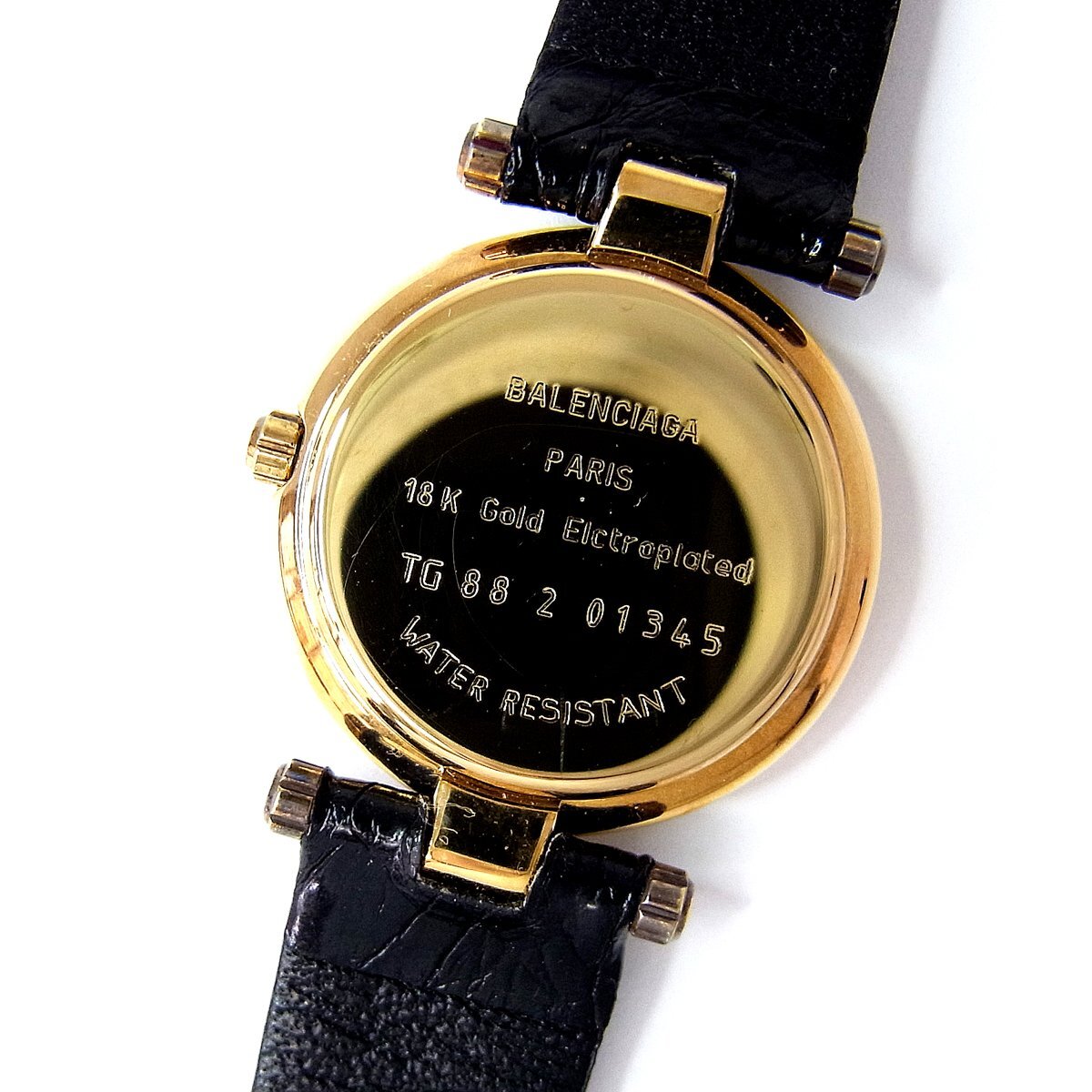 バレンシアガ TG88 12P ラインストーン レディース クォーツ 腕時計 18K Gold Electroplated 2針 ゴールドカラー BALENCIAGA 稼動品 ∞の画像2