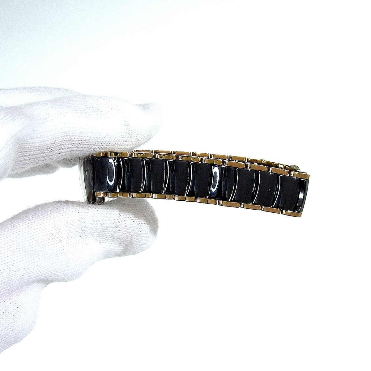 ラドー ダイヤスター 204.0302.3 レディース クォーツ 腕時計 2針 SS セラミック ブラック×ゴールドカラー DIASTAR RADO 稼動品 ∞の画像6