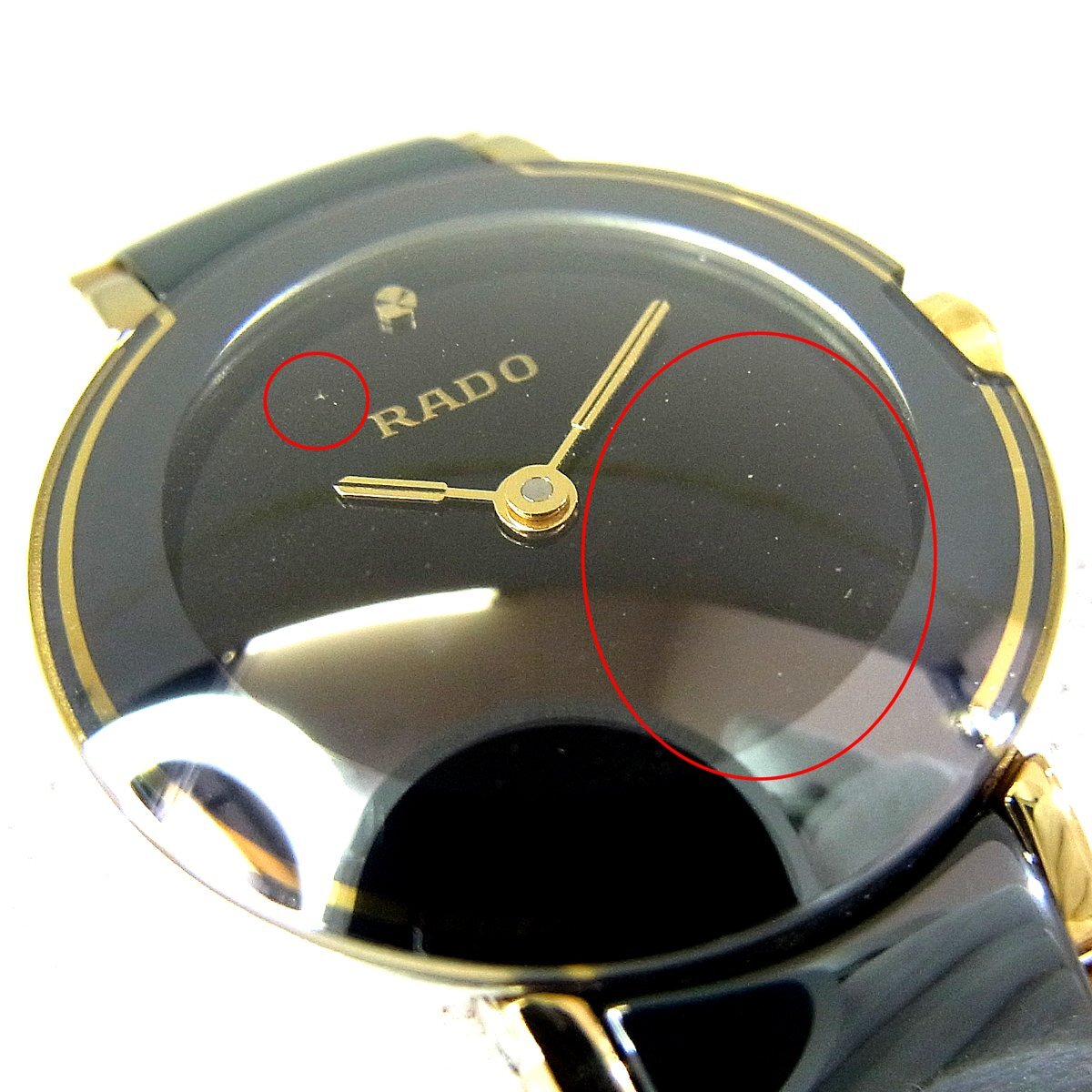 ラドー ダイヤスター 204.0302.3 レディース クォーツ 腕時計 2針 SS セラミック ブラック×ゴールドカラー DIASTAR RADO 稼動品 ∞_画像2