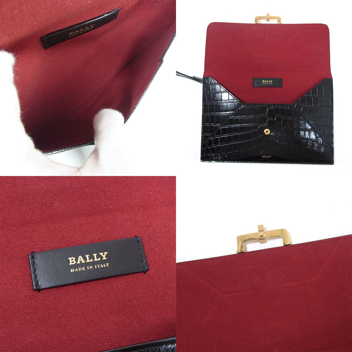 美品 バリー バックル クラッチバッグ コインケース 2点セット ゴールド金具 ブラック 付属品 BALLY ◆_画像6