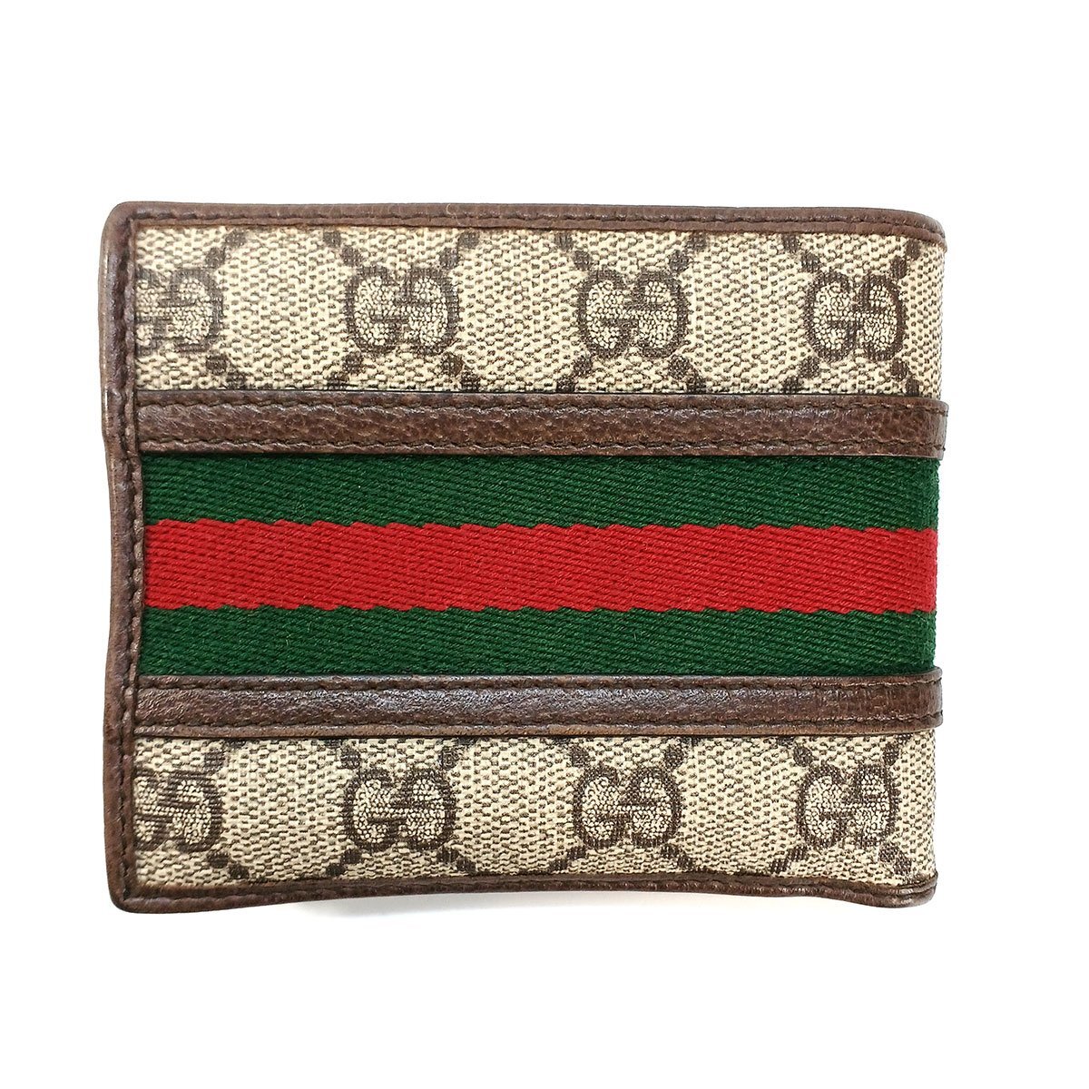 グッチ GGマーモント シェリーライン GG柄 PVC×レザー 二つ折り 財布 ウォレット GUCCI 中古 ★_画像2