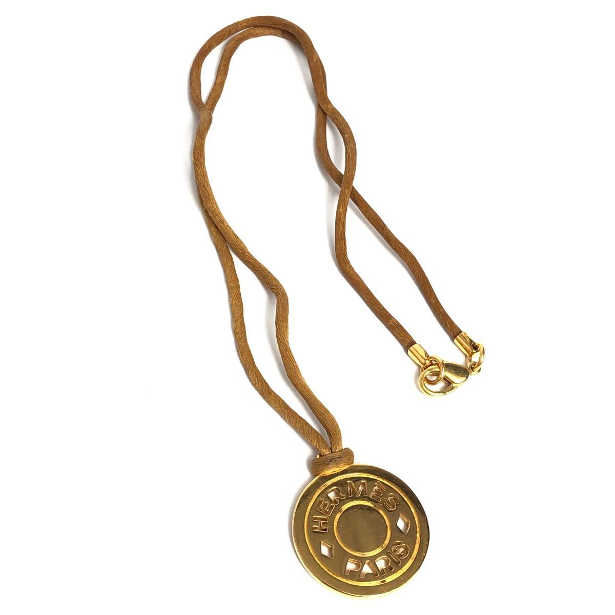 HERMES エルメス セリエ ネックレス ゴールドカラー シルク HERMES エルメス セリエ ネックレス ゴールドカラー シルク