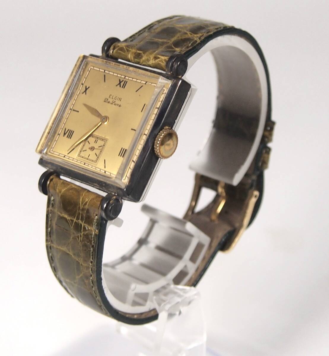 1943年 エルジン デラックス ローマ数字 10金張 手巻きアンティーク腕時計 稼働品 オーバーホール済の画像2