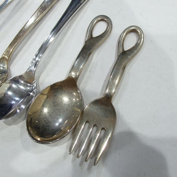 1 jpy start ultra rare TIFFANY&Co. Tiffany baby spoon Fork cutlery STERLING SILVER silver made 925 summarize . point set 30499
