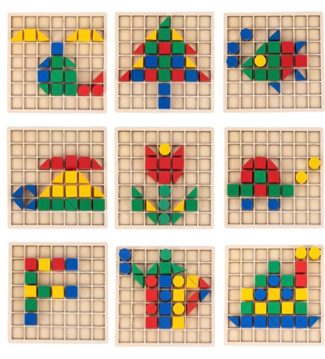 【人気】ブロックパズル　絵合わせ　タングラム　パズル　知育玩具　モンテッソーリ
