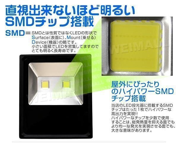 【1年保証】LED 薄型 投光器 20W 昼光色 6000K PSE取得 IP65 広範囲 コンセント付き ライト 照明 作業灯 ワークライト 集魚灯 黒_画像4