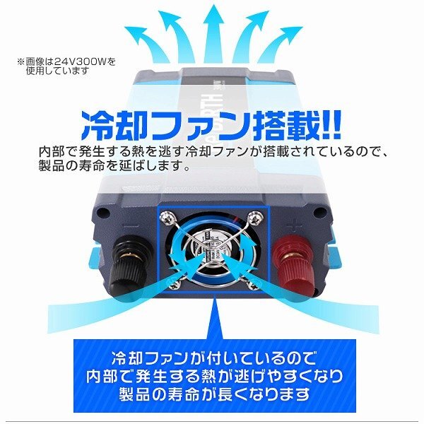 新品未使用 正弦波 インバーター DC12V→AC100V 定格出力300W 3Pプラグ対応 カーインバーター 車用 車載コンセント USBポート アウトドア_画像7