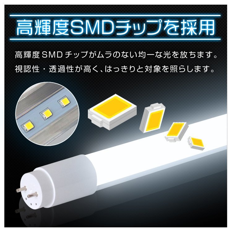 【4本セット】1年保証付き 直管 LED蛍光灯 20W形 58cm 高輝度SMD グロー式 工事不要 電気 照明 天井照明 会社 事務所 店舗 オフィス 新品_画像5