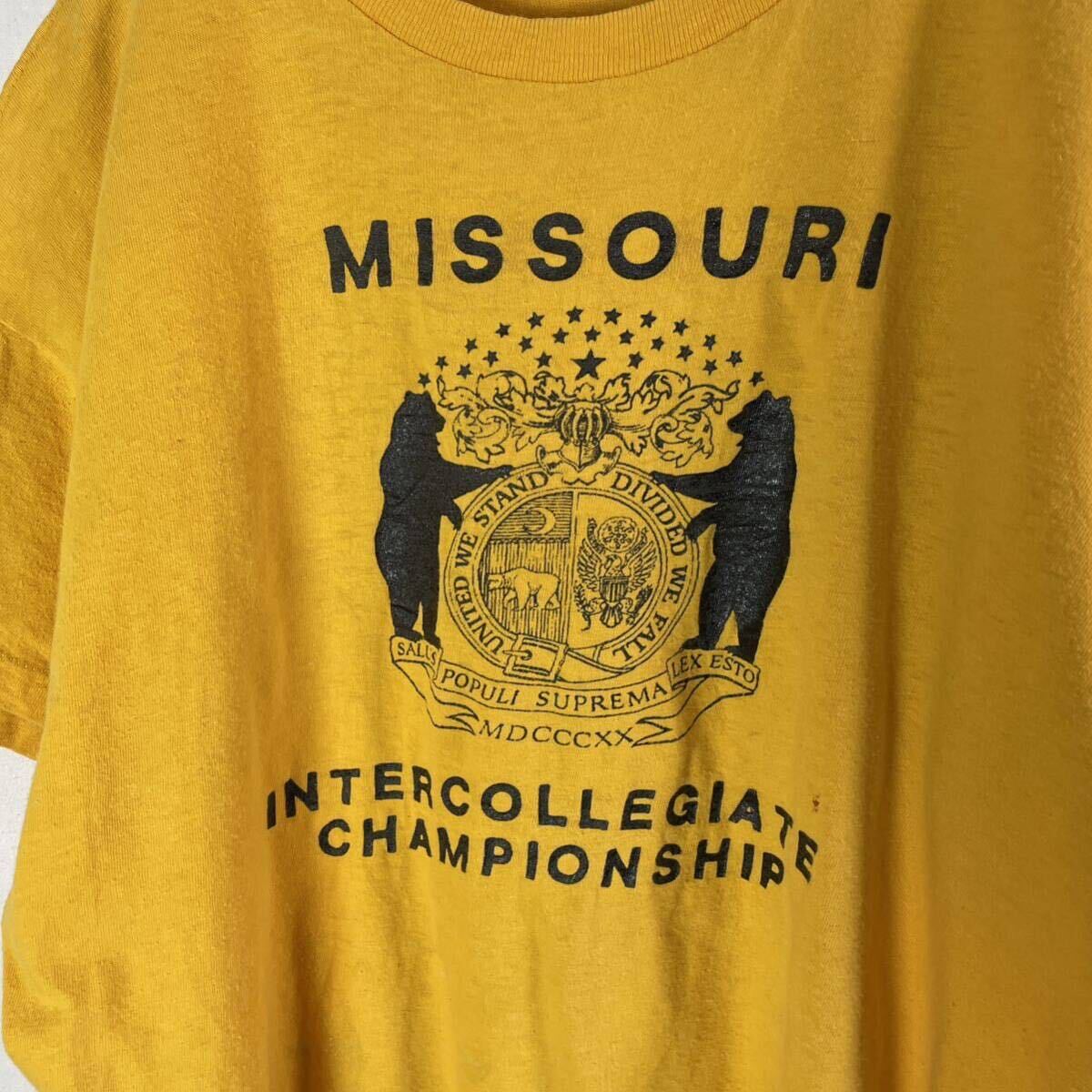 70'sアメリカ製 チャンピオン 半袖Tシャツ 古着 Lサイズ イエロー ヴィンテージ バータグの画像3
