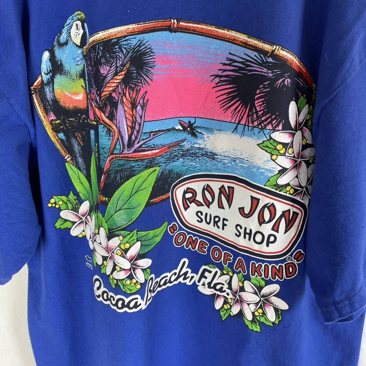 ヘインズ　RON JON 半袖プリントTシャツ　古着　Mサイズ　ブルー_画像2