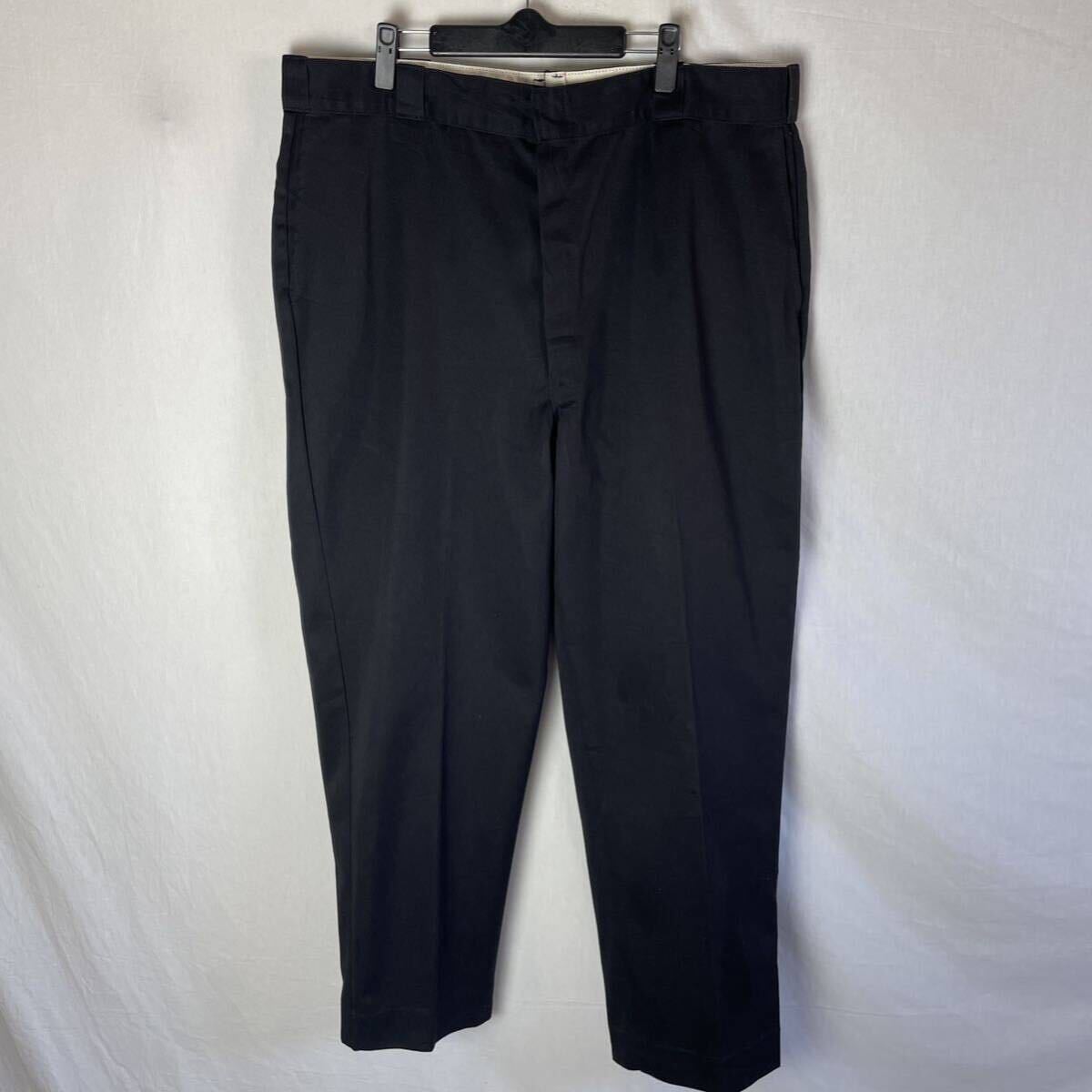 90\'s America made Dickies 874 work pants ta long Zip old clothes 42×32 black Vintage WORKWEAR