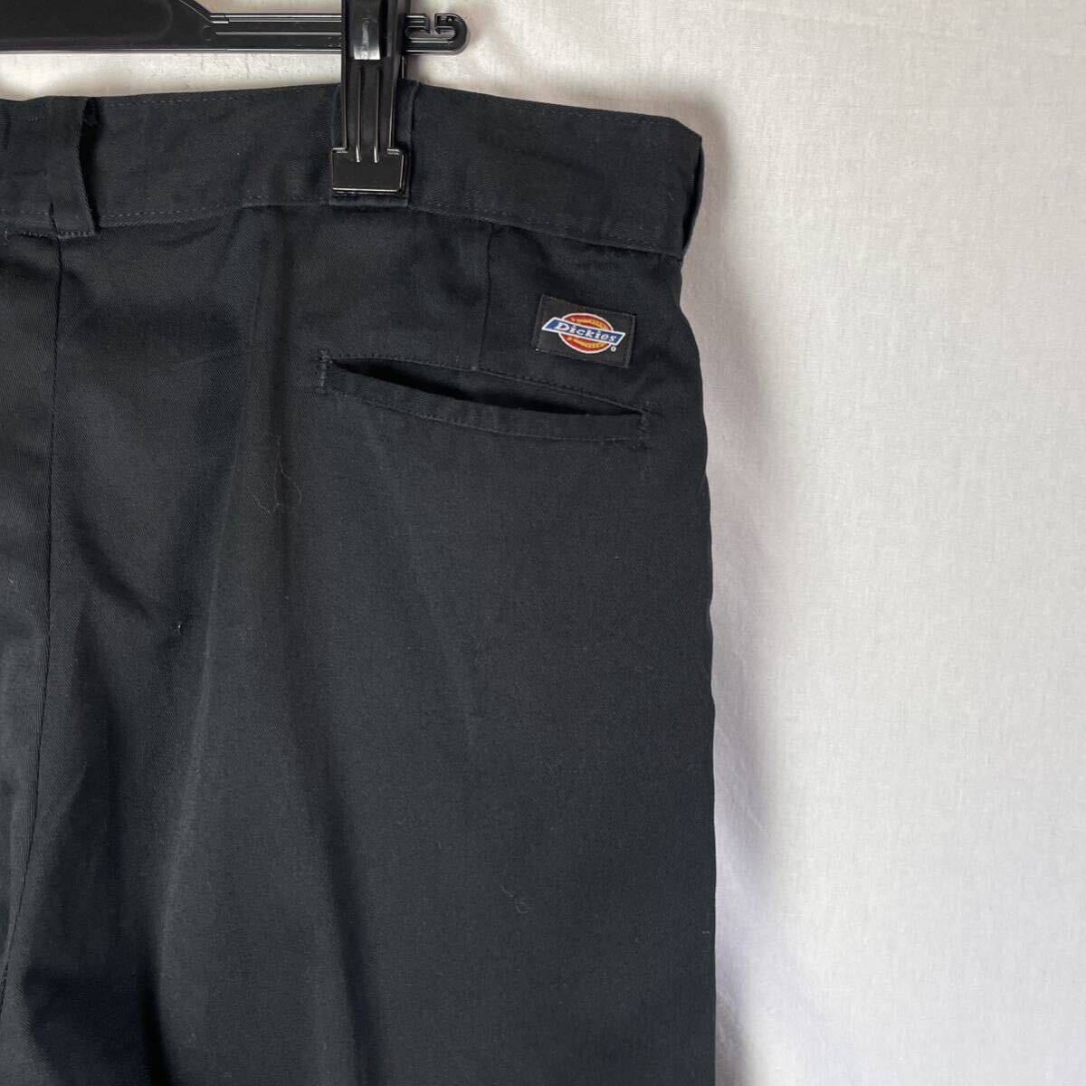 90\'s America made Dickies 874 work pants old clothes 42×32 black Vintage ta long Zip 