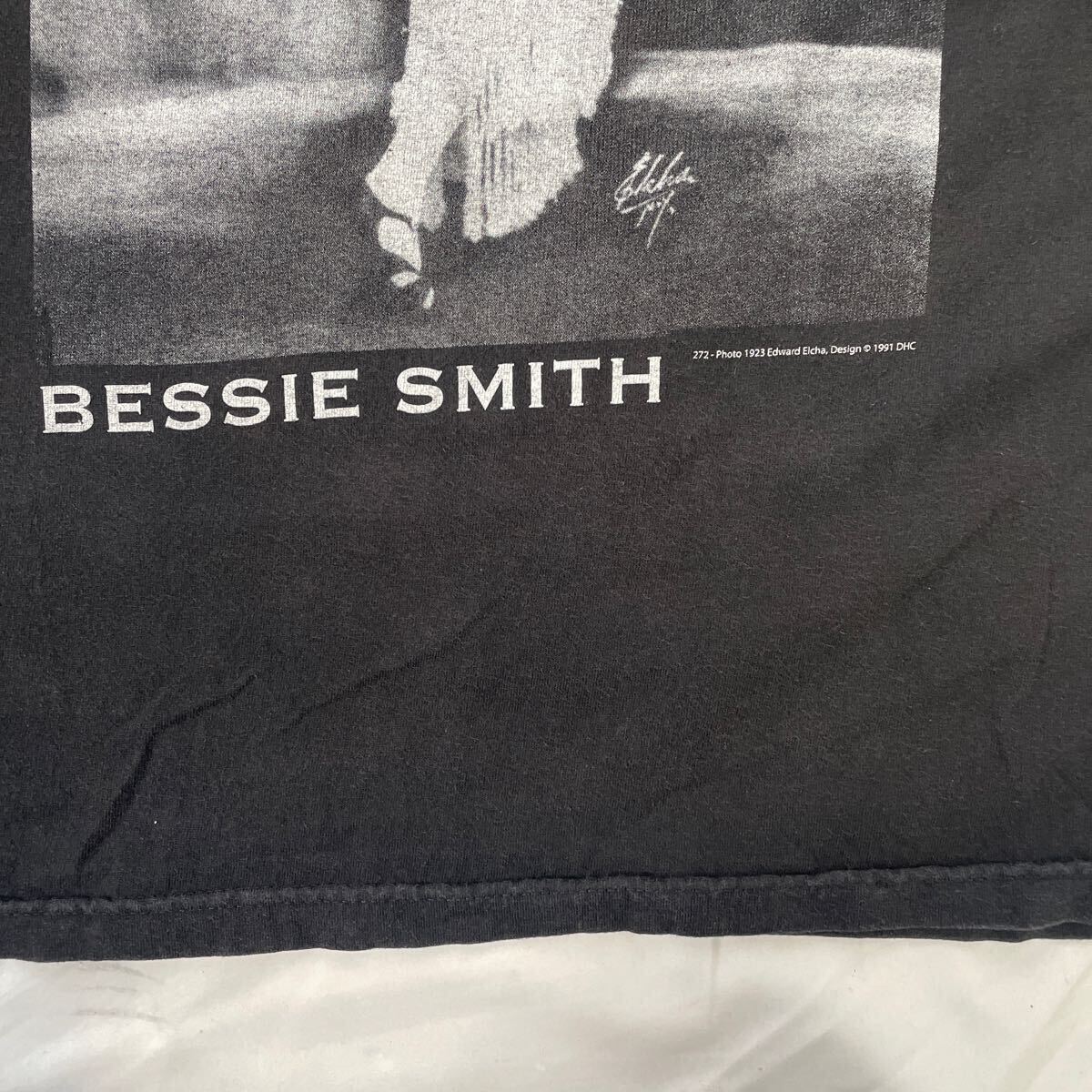 90's ALSTYLE APPAREL&ACTIVEWEAR 半袖プリントTシャツ 古着 Lサイズ ブラック ベッシー・スミスの画像6