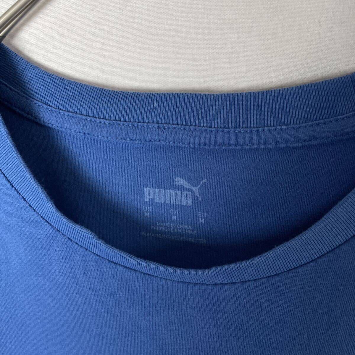 PUMA 半袖プリントTシャツ　古着　Mサイズ　ブルー　トリム_画像3