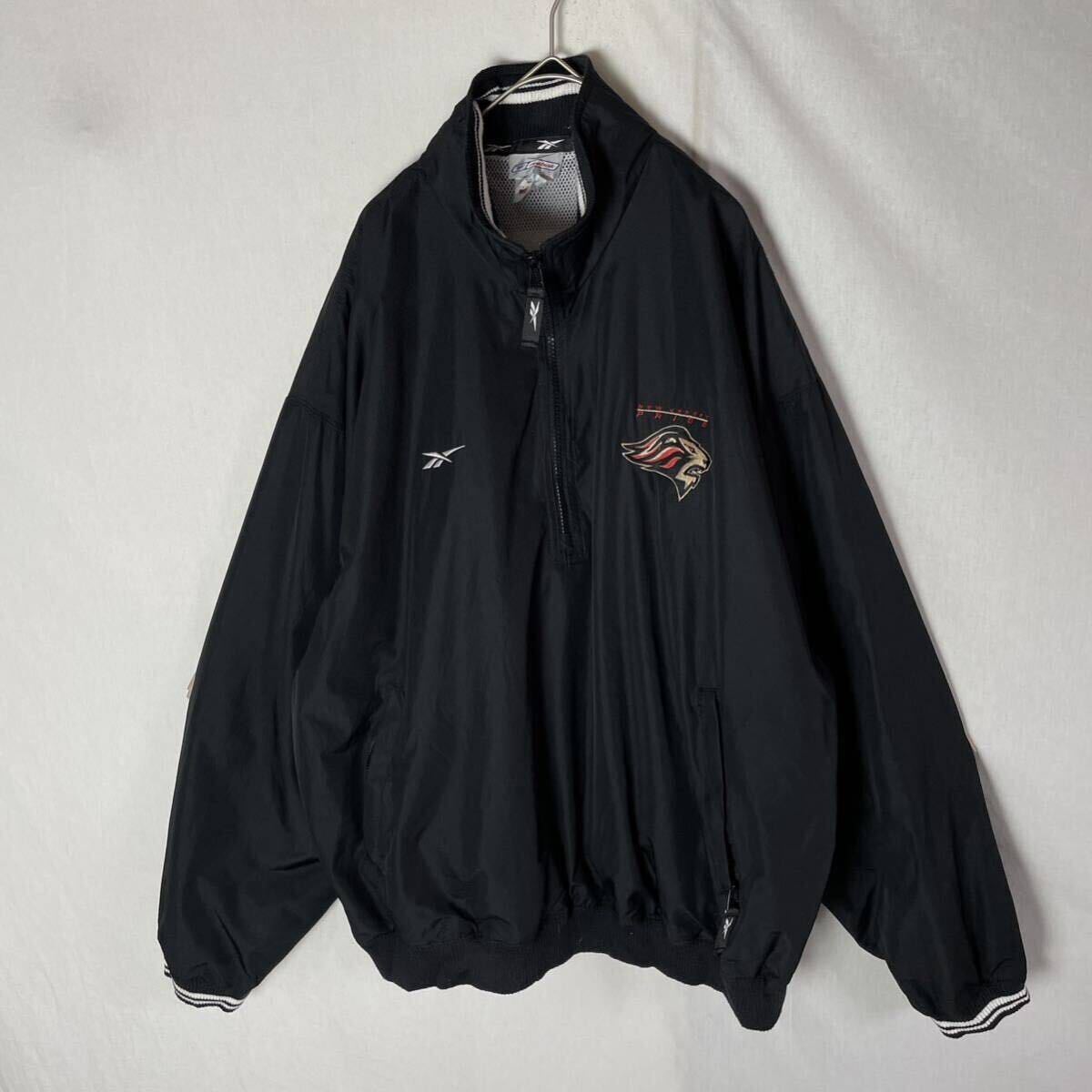 90's リーボック ハーフジップジャケット 古着 Lサイズ ブラック プルオーバー ヴィンテージ の画像1