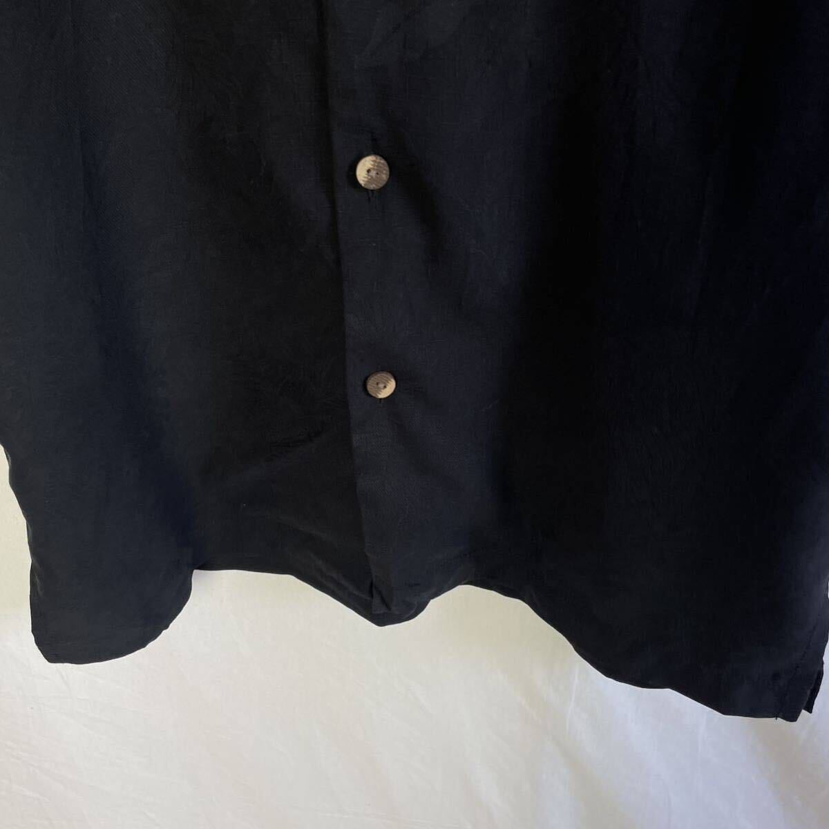 TOMMY BAHAMA 半袖アロハシャツ シルク 古着 Sサイズ ブラック オープンカラー 総柄の画像3