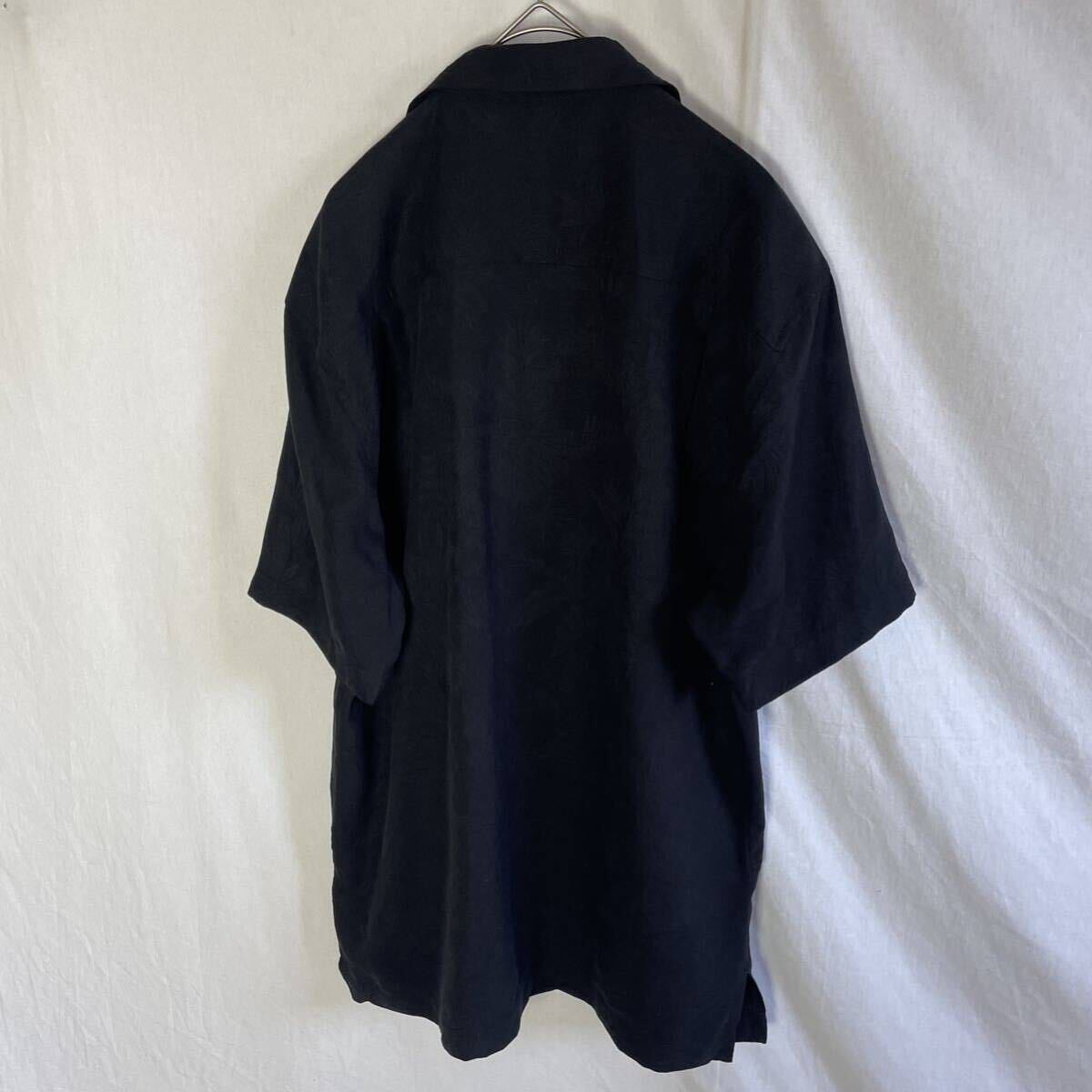 TOMMY BAHAMA 半袖アロハシャツ シルク 古着 Sサイズ ブラック オープンカラー 総柄の画像4