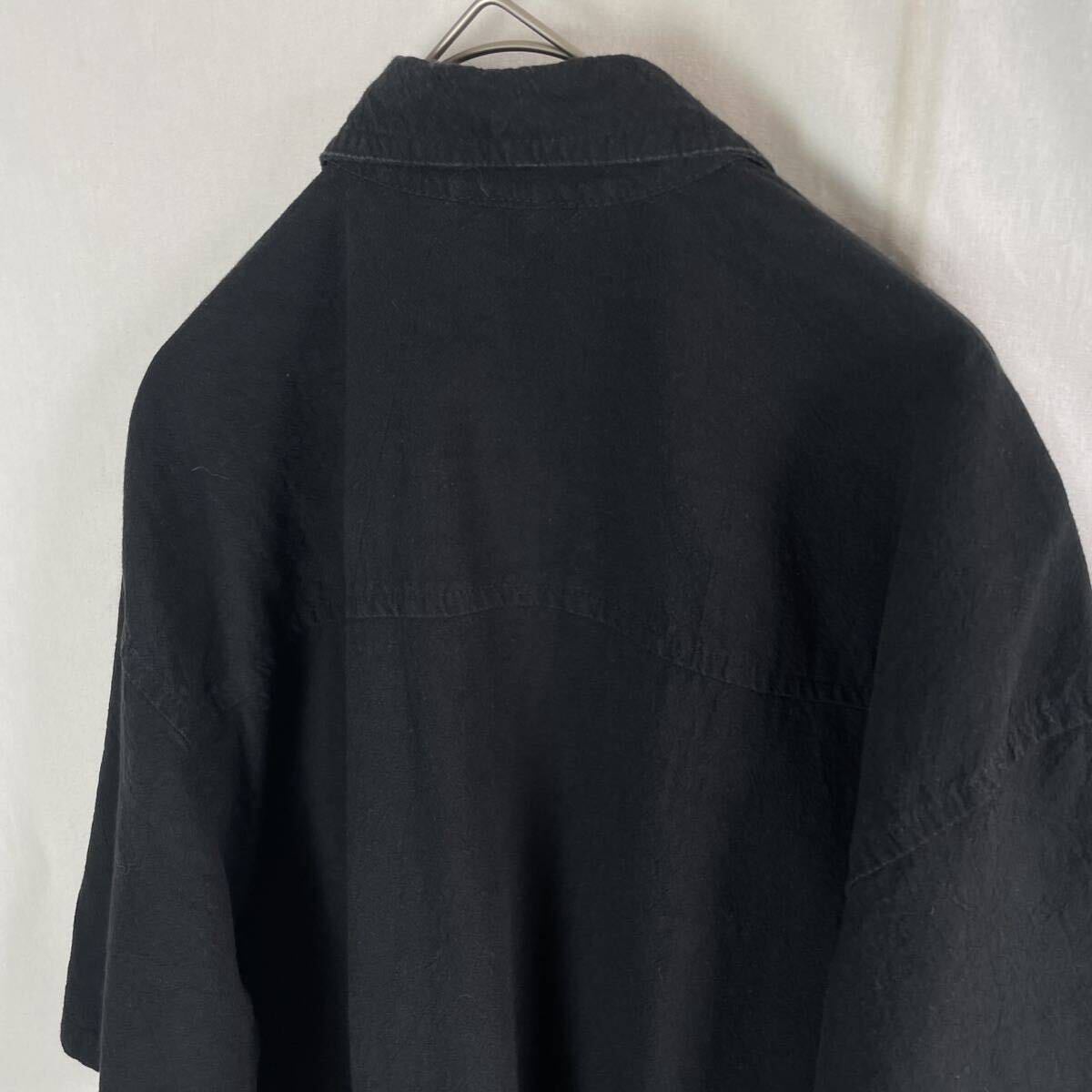 mrbuho 半袖シャツ 古着 Lサイズ ブラック ワッシャー加工の画像5