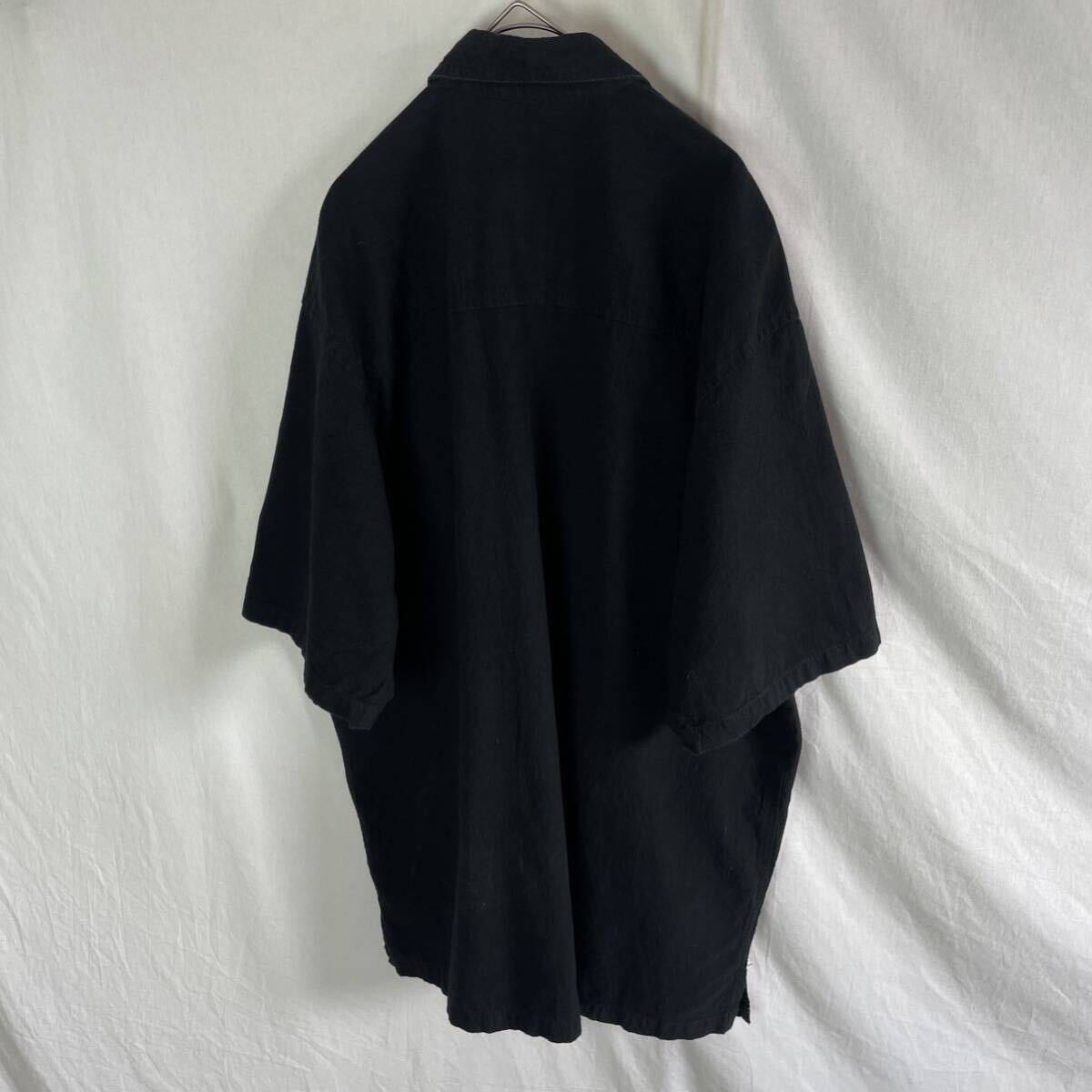 mrbuho 半袖シャツ 古着 Lサイズ ブラック ワッシャー加工の画像4