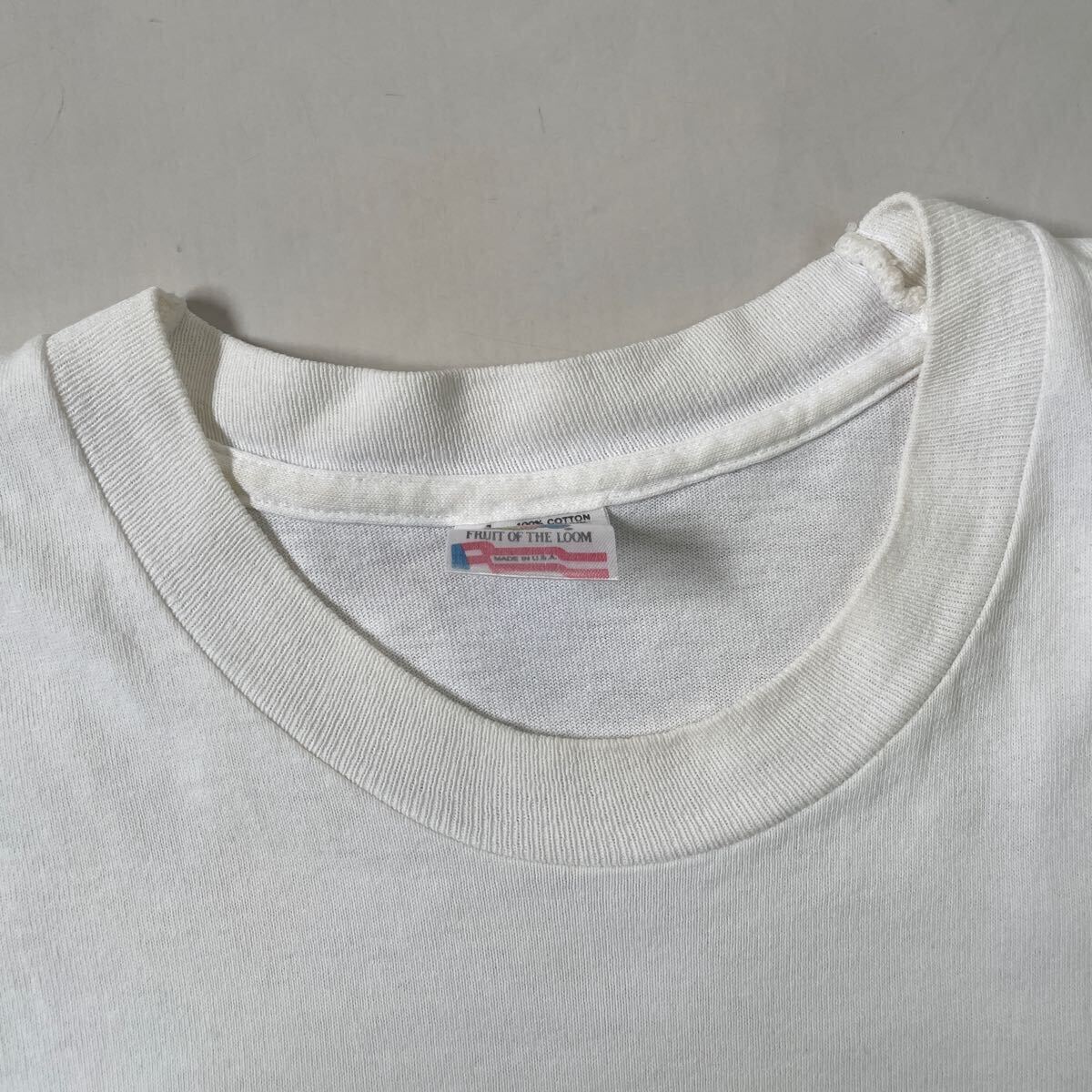 90's アメリカ製　フルーツオブザルーム　半袖プリントTシャツ　古着　Lサイズ　ホワイト　ヴィンテージ _画像8