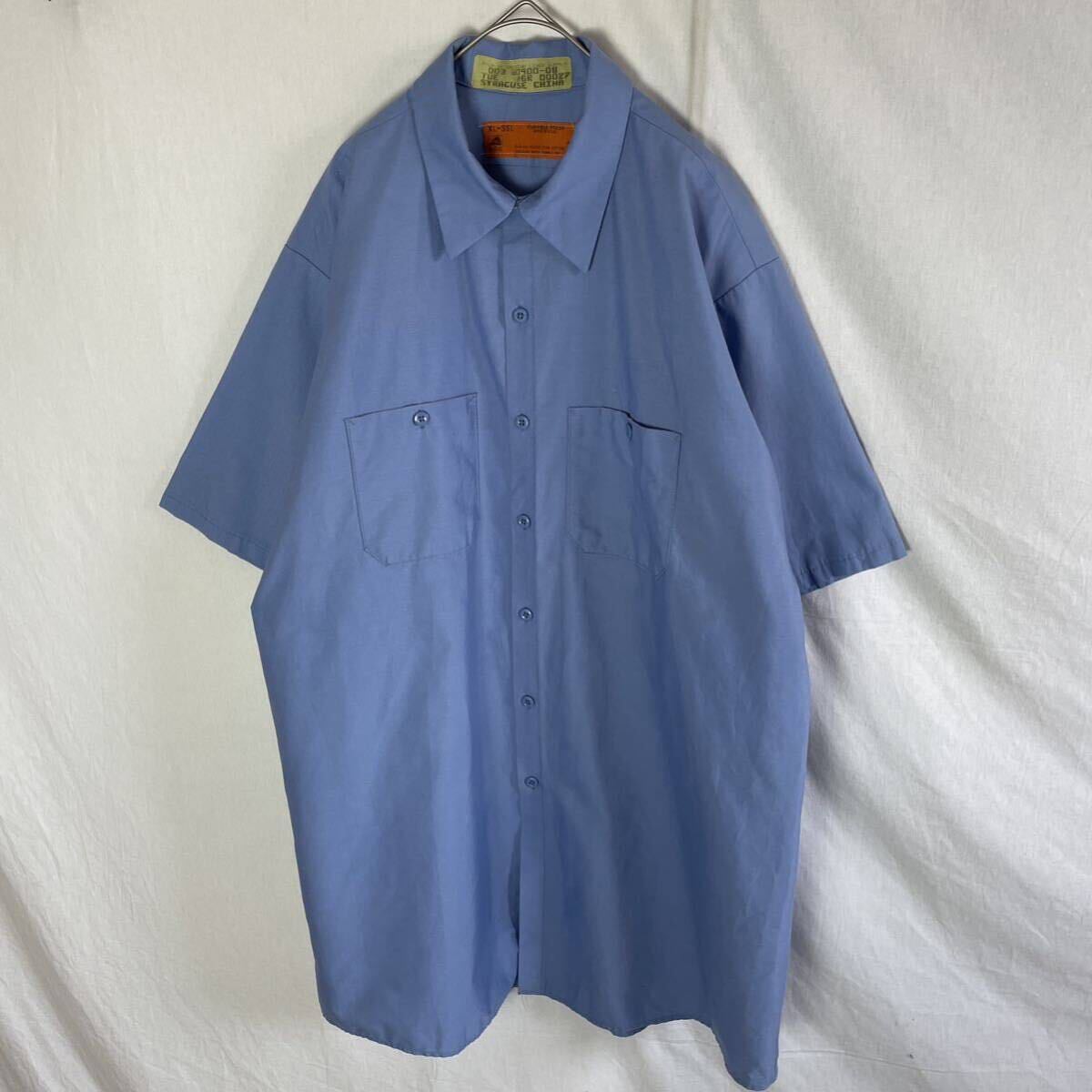 アメリカ製　レッドキャップ　半袖ワークシャツ　古着　XL-SSLサイズ ブルー　WORKWEAR_画像1