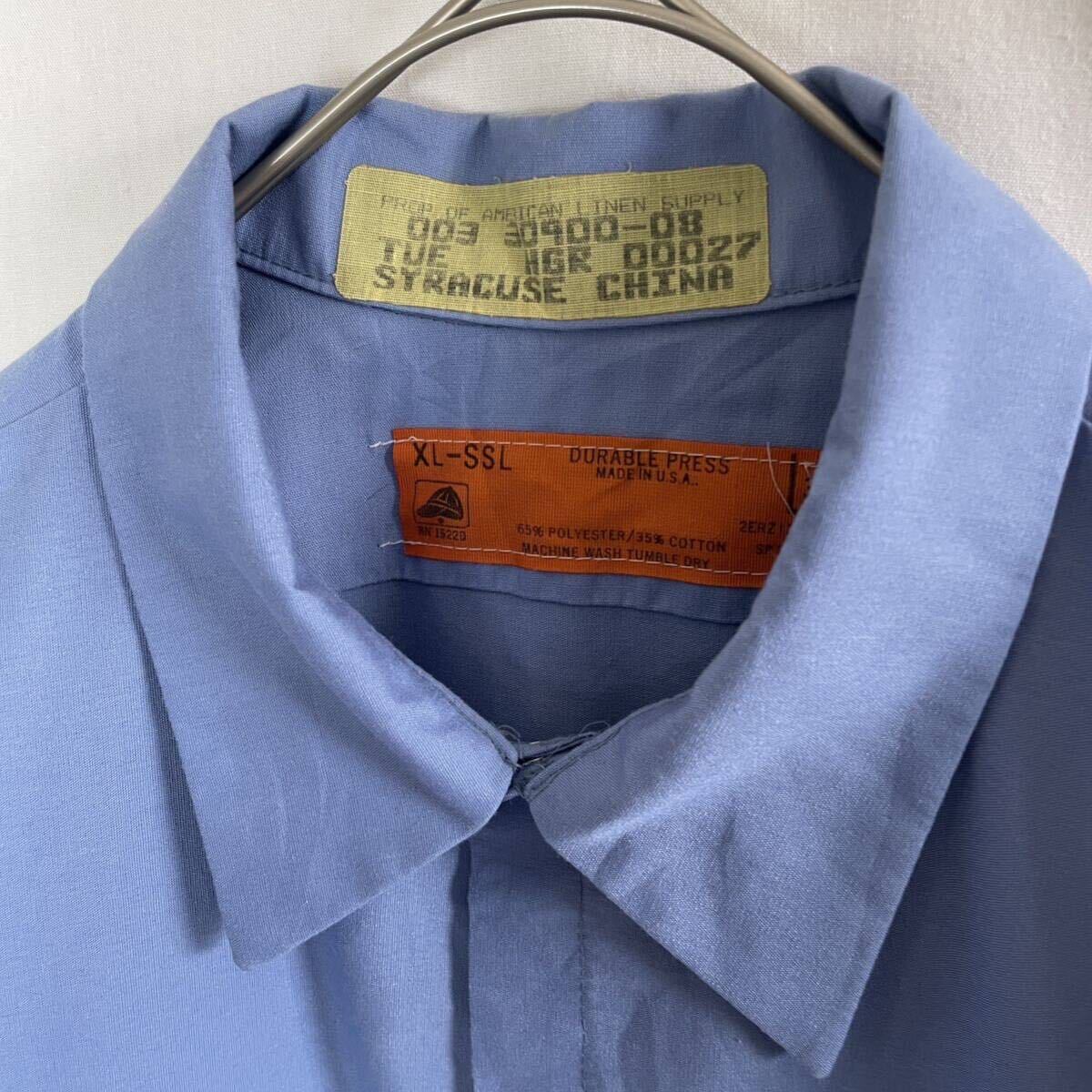 アメリカ製　レッドキャップ　半袖ワークシャツ　古着　XL-SSLサイズ ブルー　WORKWEAR_画像5
