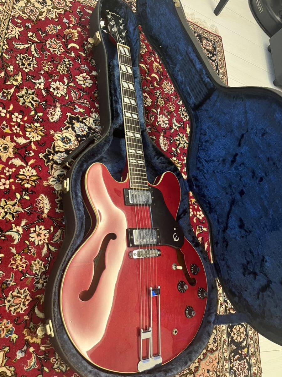 希少銘機 Epiphone Japan Riviera Cherry Red 1978~80年 日本製 マツモク製 ブルーラベル期 セミアコ/ハードケース付の画像1