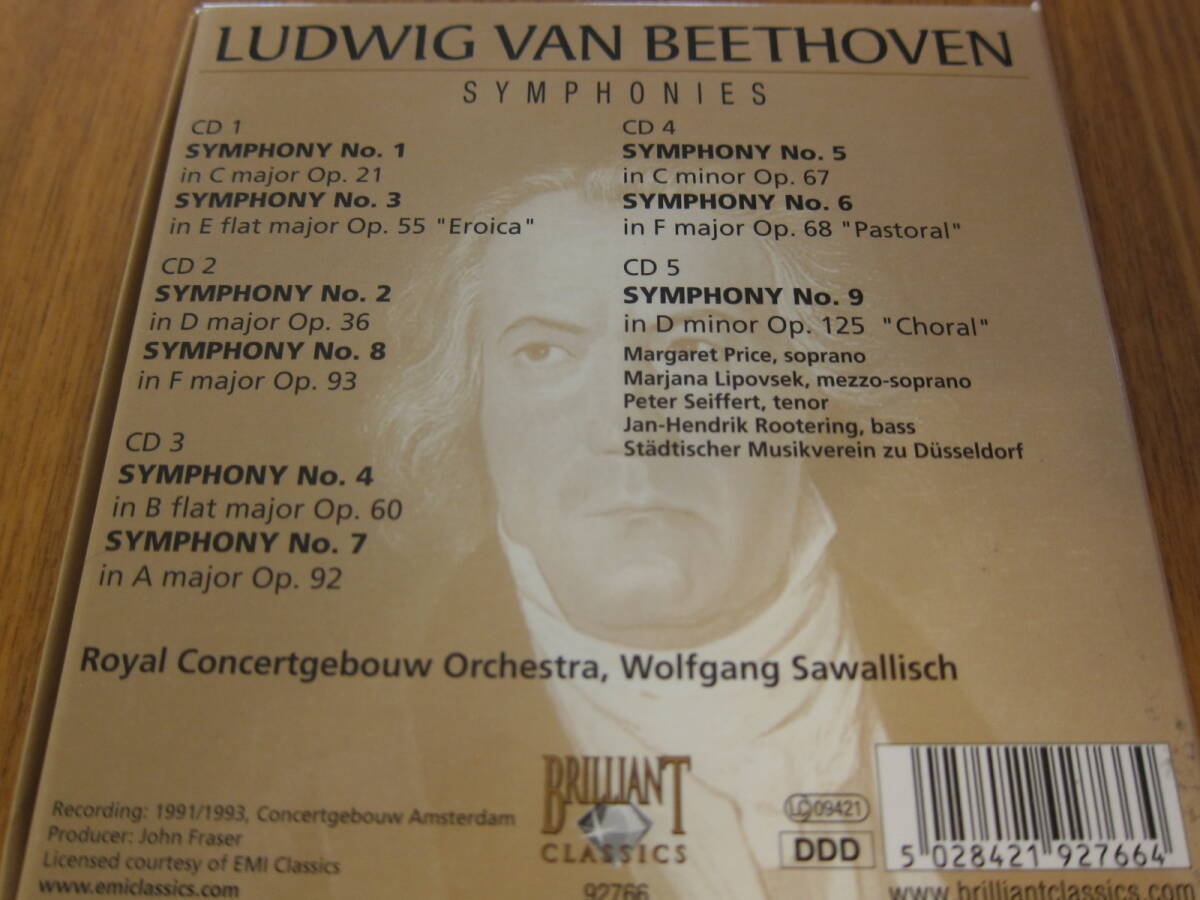 【5枚組CD】ベートーヴェン交響曲全集、サヴァリッシュ　ロイヤルコンセルトヘボウ管_画像2