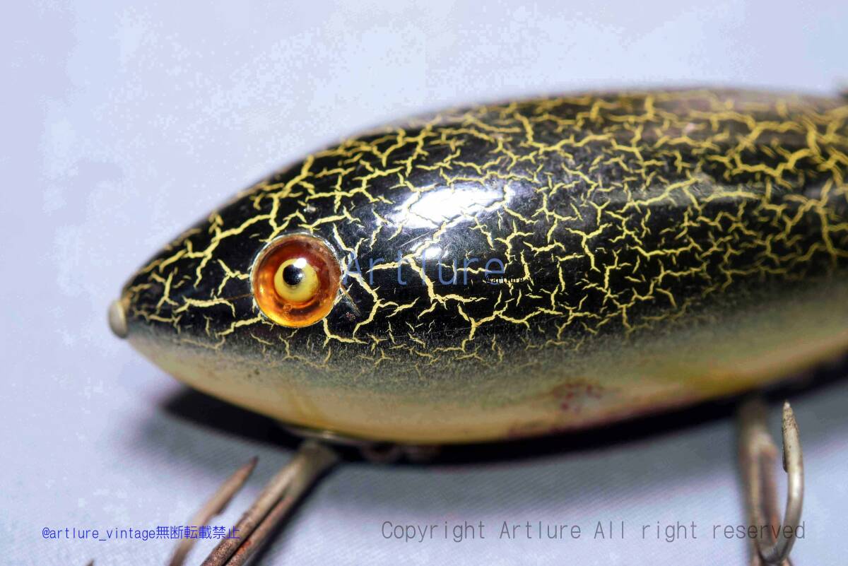VINTAGE WOODEN LURE HEDDON GLASS EYE TOILET RIG(ZA17-387 VINTAGE WOODEN LURE HEDDON GLASS EYE TOILET RIG(ZA17-387