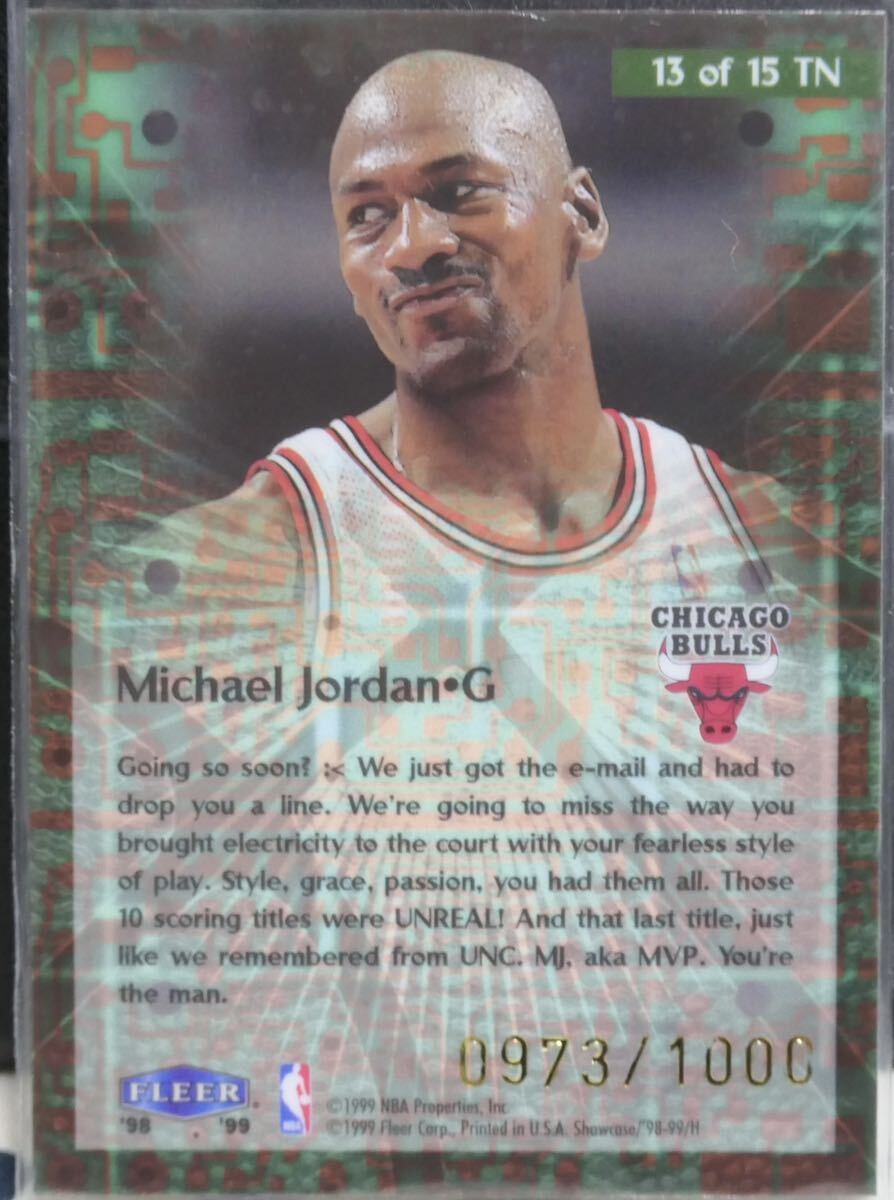 98-99 FLEER FLAIR SHOWCASE take it 2 .net 13 of 15 TN Michael Jordan マイケル ジョーダン 1000 枚 限定 NBA Chicago Bulls ブルズの画像2