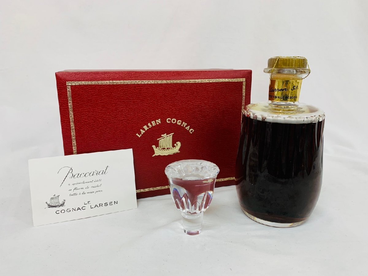 ☆未開栓☆古酒 LARSEN ラーセン トレ ヴィエイユ リザーブ TRES VIEILLE RESERVE バカラクリスタル BACCARAT コニャック 替え栓 ケース付の画像1