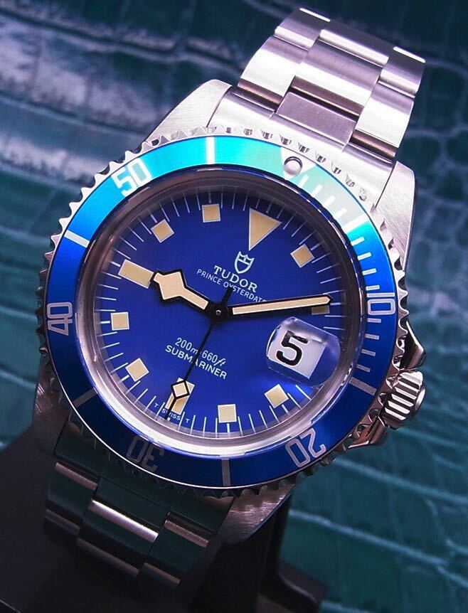 TUDOR ヴィンテージカスタム Ref.9411/0 スノーフレーク / 青イカサブ OH済 サブ専用ブレス + 5連ブレス付 カレンダー赤黒 精度良好！ の画像1